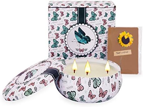 IBRAVEBOX Scented Candles Gift Set Spring Fresh 13.5 Oz Aromatherapy Large Tin Candle-3 Wick Natural Wax Tin