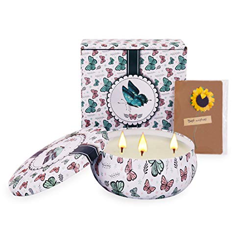 IBRAVEBOX Scented Candles Gift Set Spring Fresh 13.5 Oz Aromatherapy Large Tin Candle-3 Wick Natural Wax Tin
