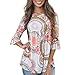 Produktbild SEWORLD Damen T-Shirt Neu Frauen Mode Flare Ärmel O Hals Blumendruck Bluse Lässige Tops T-Shirt (Mehrfarbig, M)