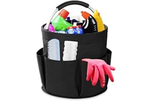 GIDWRIY Borsa Porta Detersivi per Pulizie,Cestino Porta Prodotti Pulizia Casa,Cesto per Le Pulizie Con Manico,Contenitore per Utensili per La Pulizia,Secchio Porta Attrezzi,Organizer Detersivo-Nero