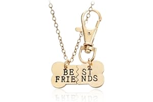 ShiQiao Spl Best Friend Necklace Keychain Set for 2 Dog Bone Tag Necklace Friendship BFF Dog Gifts Best Friend Necklaces Gifts for Dogs