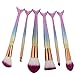 6 Pcs Mermaid Makeup Brush Set Synthetic Kabuki Foundation Blending Blush Eyeliner Face Powder Brush Makeup Brush Kit Beauty Cosmetic Tools (Pink)