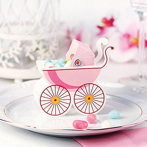 Preisvergleich Produktbild 10 Geschenkboxen - Kinderwagen, pink