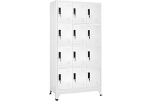 Norheim Taquillas Metalico, Taquillas Vestuario, Armario Taquillas Armarios Archivadores, con 12 Compartimento y Puertas con Cerradura, para Colegios y Oficinas, Blanco 90x45x180 cm