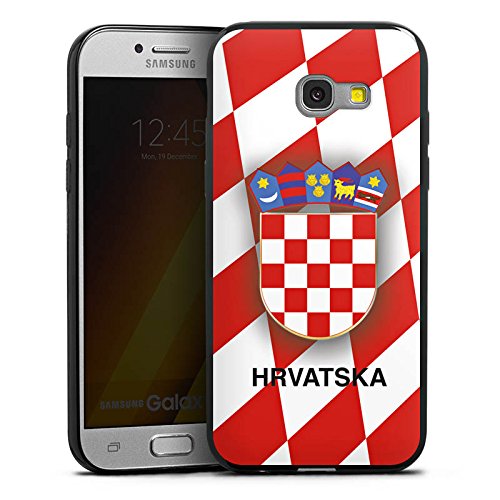 Samsung Galaxy A5 (2017) Slim Case schwarz Silikon Hülle Schutzhülle Kroatien Em Trikot Football Fussball