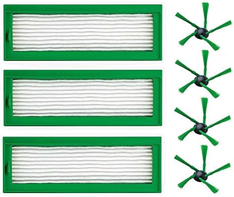3 HEPA Filter with 4 Side Brushes Brush Accessory Set for Vorwerk Kobold VR200 Vacuum Cleaner