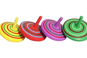Rosojodg 4pcs Wooden Classic Colorful Spinning Tops Developmental Stress Relieve Random Color Spinning Tops