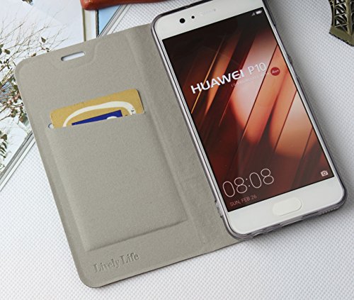 Lively Life Huawei P10 hülle – Premium Luxuriös PU lederhülle[Vollständigen Schutz] [Kreditkartenfach] Folio Flip Brieftasche Schutzhülle im Denim Pattern für Hua Wei P10(Denim-Schwarz) - 5