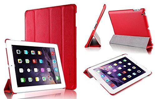 Invision® iPad 2 iPad 3 und iPad 4 Intelligente Hülle – Tolles Design – Magnetische Aufweck/Schlaf-Funktion – Hochwertiges PU-Leder (iPad 2 3 4 / Rot) - 8