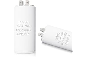 FERCAISH CBB60 Motor Run Capacitor, 450VAC 50/60HZ Cylindrical Capacitor for Motor Run, Washing Machines, Air Conditioners and Water Pumps (65uf-450v)