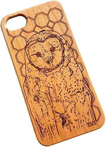 Wooden engraved Owl phone case for iPhone 6, 6S, 7 &amp; 8 . Real solid wood, hand made, carved artwork. Drop &amp; scratch proof, providing premium protection for your smart phone