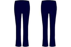 SXME MIGHT SAY Pack of 2 Ribbed Work Trousers for Women UK, Black Trousers Women Ladies Nurse Carer Comfy Pants Womens Trousers Elasticated Waist High Rise Bootleg Stretch Bottoms Sizes 8-22