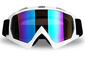 4-FQ Motocrossbrille ATV Brille Motorradbrille für Männer Frauen Erwachsene Jugend Winddicht Dirt Bike Brille Staubdicht UTV MX OTG Offroad Riding Racing Skiing Brille (Weißer Rahmen+Farbige Scheibe)