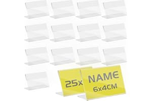 TAPKUA 25 Pezzi Espositore da Tavolo Inclinati, 6x4 cm Mini Espositore Verticale in Acrilico Trasparente, Supporto Pubblicitario da Banco, per Menù, Carta, Schede Informative, Immagini, ecc