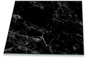 Plaque de protection pour plaque vitrocéramique, planche à découper, 1 pièce, 60 x 52 cm, en marbre, noir et blanc, protection contre les éclaboussures, plaque vitrocéramique, protection contre les