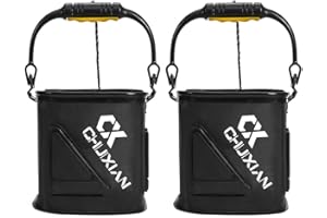 SEIWEI Secchio pieghevole per pesci, secchio da pesca da 8 l, secchio portatile per esche da pesca con corda, secchi d'acqua pieghevoli per campeggio, viaggi, escursionismo, pesca, canottaggio,