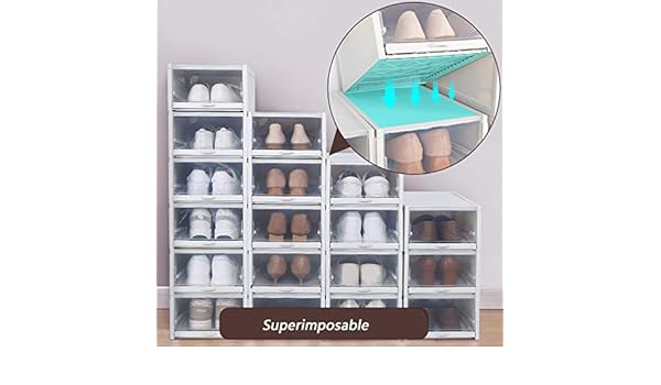 3 Pack Stackable Shoe Storage Rack Foldable Shoe Container Box