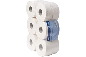 DJGroup DJ Group - Carta igienica Mini Jumbo a 2 strati, 180 m, 491 fogli per rotolo, 12 pezzi, colore: Bianco