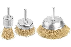 Fixtools Wire Brush Wheel Cup Brush 3pcs Wire Brush Set for Drill 1/4 Inch Shank Brass Coated Crimped Wire Wheel for Clean Rust Flakes Paint Sanding Corrosion