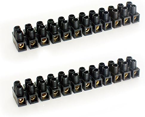 20x 12 Way 3A Black Terminal Twin Block - Connector Choc Strip - Wire Power Cable Joiner Coupler Flex – Earth Block - Loops
