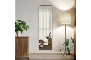 WDWRITTI Ganzkörperspiegel 40x160cm Standspiegel mit Schwarz Metallrahmen, Wandspiegel HD Groß Garderobenspiegel Rechteckiger Metall Rahmen Spiegel für Flur, Wohn-, Tür, Schlaf- und Ankleidezimmer