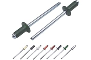 MARCOPOL Confezione da 100 rivetti ciechi verniciati 4,0 x 10 mm, testa a cupola, DIN 7337, rivetti in alluminio e mandrino in acciaio, rivetti pop (100, verde cromato RAL 6020)