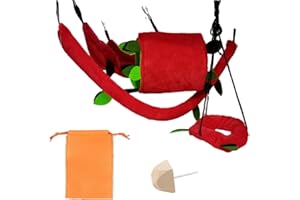 AzulLanse 5 pezzi Hamster Amaca per piccoli animali da appendere, a tema della giungla, accessori per il nido del furetto, gabbia, giocattolo amaca, tunnel per roditori, ratti, topi cincillà (rosso)