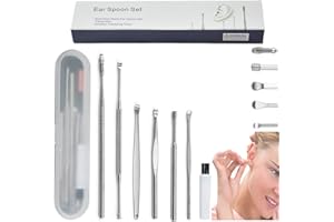 FYACCD 7 Pezzi Pulisci Orecchie, Kit di Rimozione del Cerume, Strumenti per Pulizia dell’Orecchio in Acciaio Inox, Pulisci Orecchie Cerume con Scatola Portaoggetti, per Bambini, Adolescenti e Adulti