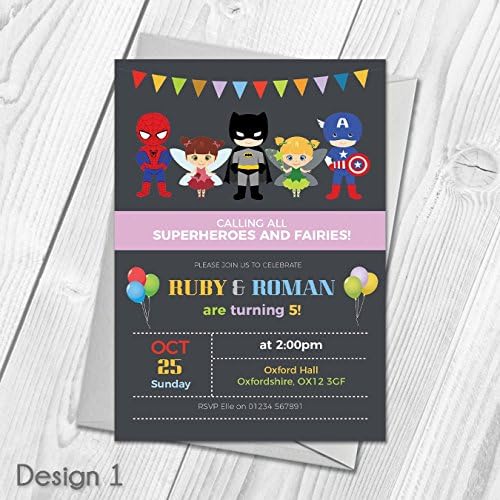 Personalised Fairy and Superhero Birthday Party Invitations