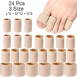 24 Pieces Toe Cushion Tube 0.98 Inches Toe Tubes Sleeves Soft Gel Corn Pad Protectors for Cushions Corns, Blisters, Calluses, Toes and Fingers, 3 Size (Mixed Size Toe Cushion Tube, 24 Pieces)