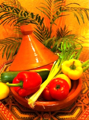 2er Set, marokkanische Marrakesch Tajine Tagine zum kochen Berber Ø 30cm für 3-5 Personen + marokkanische Küche Kochbuch - 6