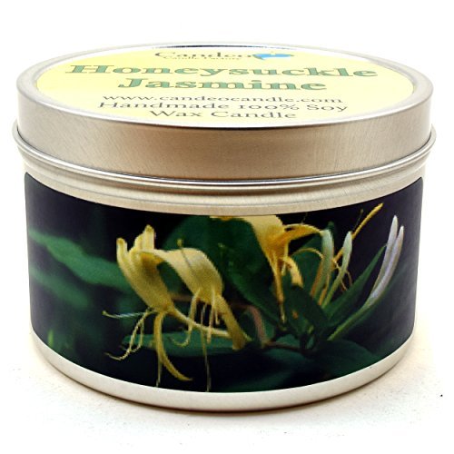 Madreselva vela en lata de soja (aroma de jazmín, Super, hojalata, Amarillo, 6OZ