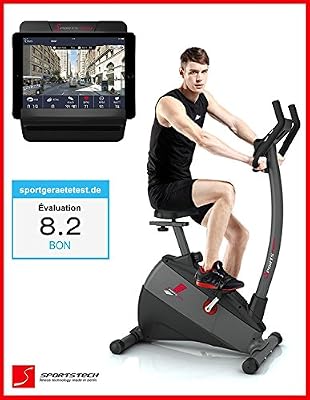 Sportstech ergomètre SPORTSTECH ESX500 avec contrôle de smartphone + Google Street View,d'inertie 12KG,compatible ceinture d'impulsion – fitness vélo domicile entraîneur avec faible bruit système d'entraînement