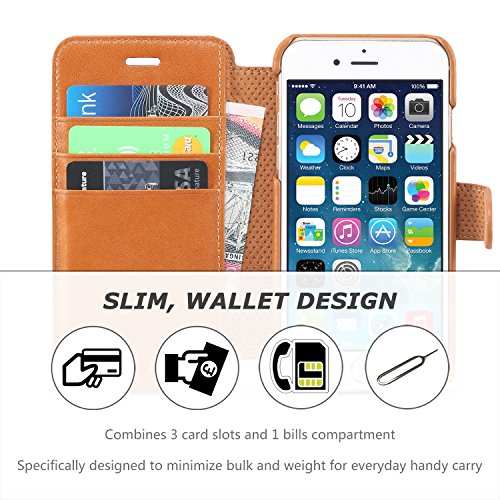 iPhone 6s Case, iPhone 6s Leather Case, SHIELDON [Lifetime Warranty] Folio Leather Wallet Case with [Kickstand] [Card Slots] [Magnetic Closure] Flip Book Cover Case for iPhone 6/6s, Brown (4.7 inch)