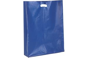 GOLDEN NAG BUSTE 35+10x50 cm. BLU SHOPPER SACCHETTI FUSTELLA FAGIOLO ROBUSTO 60my con Manico a Soffietto (100)