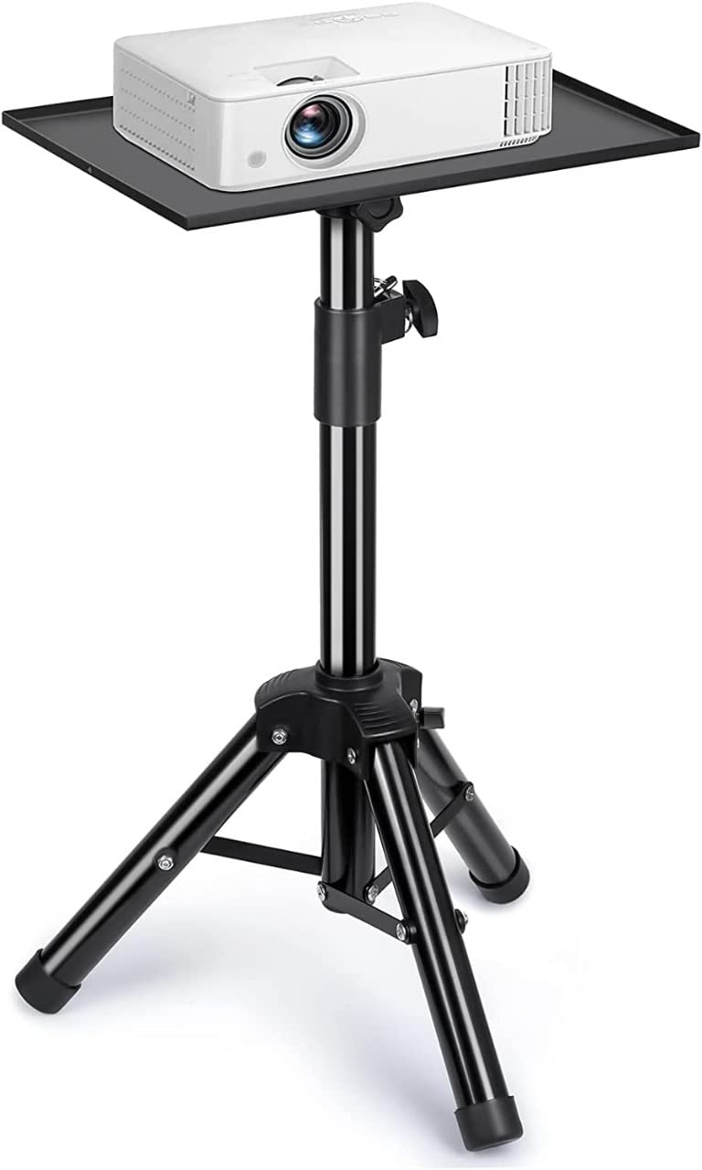 Audiovan Compact & Versatile Projector Stand Tripod, Laptop Tripod Stand Perfect for Outdoor Movies DJ Equipment, Office Home Studio Stage Use, Black