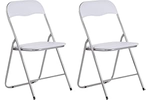 CLP Set De 2 Sillas Plegables Felix con Estructura De Metal I Juego De 2 Sillas De Conferencia Acolchada & Plegable, Color:Blanco/Plata