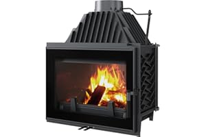 ‎KRATKI KRATKI Zosia Holzbefeuerter Kamineinsatz Mit Lufteinlass Bimschv 2 Konform 12 Kw Thermischer Wirkungsgrad 83% Abgasauslass fi 200 mm Dekorative Glasscheibe aus Gusseisen 70 X 85 cm