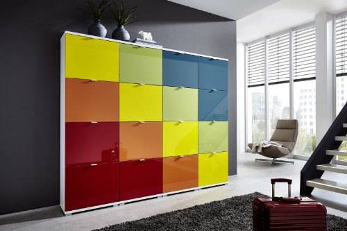 Germania 3262-84 Schuhschrank (Korpus) mit 4 Metallschuhkörben Colorado in Weiß, 53 x 174 x 30 cm (BxHxT) - 2