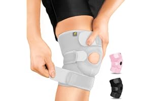 Bracoo KS10 Genouillère Rotulienne et Ligamentaire, Attelle Genou Sport, Arthrose, Orthèse Médicale Ajustable en Néoprène avec Anneau Stabilisateur, Pour Jambe Gauche ou Droite (Gris)