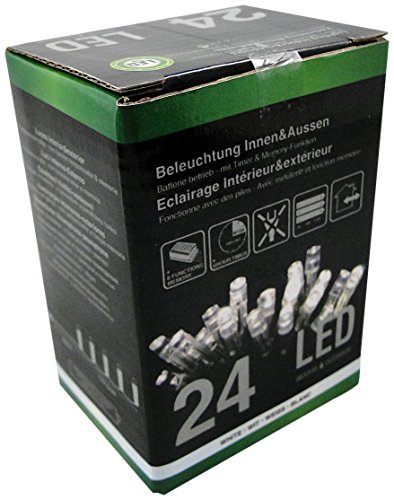 Led Lichterketten 24 Lämpchen kaltweiß weiß + Timer / Zeitschaltuhr + batteriebetrieben + 8 Funktionen