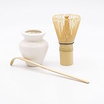 HOTUT Bamboe Thee Garde, 4 Stuks Matcha Ceremonie Accessoires Set, Groene Thee Garde, Japanse Matcha Ceremonie Accessoire, Natuurlijke Bamboe Garde, Artistieke Matcha-Kom, Bezemhouder, Lepel