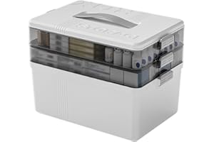 Hniuyun Portable 3-Tier Medicine Organizer Box with Handle & Multi-Grid, Plastic First Aid Storage Cabinet for Home, School, Travel