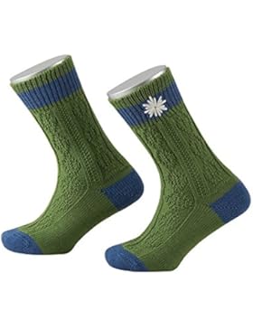 Lusana Jungen Kniestrümpfe Kinder-Socke Zweifarbig, Bestickt