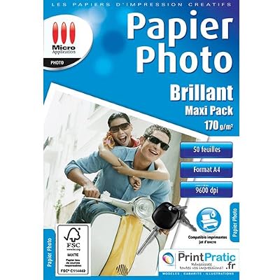 Micro application 5241 Maxi Pack Papier Photo Brillant A4 170 g/m² 50 feuilles