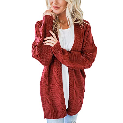 Preisvergleich Produktbild JUSTSELL Herbst Langarmshirts Damen,Frauen Langarm Tunika Strickjacke Strickwaren Damentops Knopfleiste Offener Mantel Casual Mantel Bluse Kimono