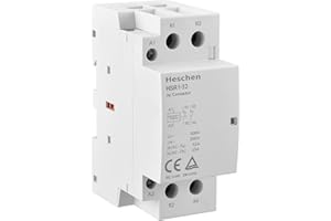 Heschen Household AC Contactor, HSR1-32, Ie 32A, 2 Pole, Two Normally Closed, AC 220V/240V Coil Voltage, 35mm DIN Rail Mount, TUV Listed