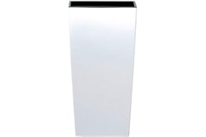 Maceta alta 35 L Prosperplast Urbi Square de plástico CON depósito en color Blanco, 55 (alto) x 29,5 (ancho) x 29,5 (profundo) cms