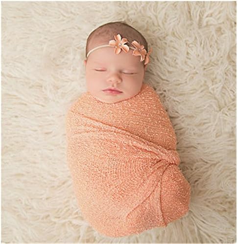 Luxury Stretch Newborn Boy Girl Baby Photography Props Wrap Yarn Cloth Blanket (Orange)