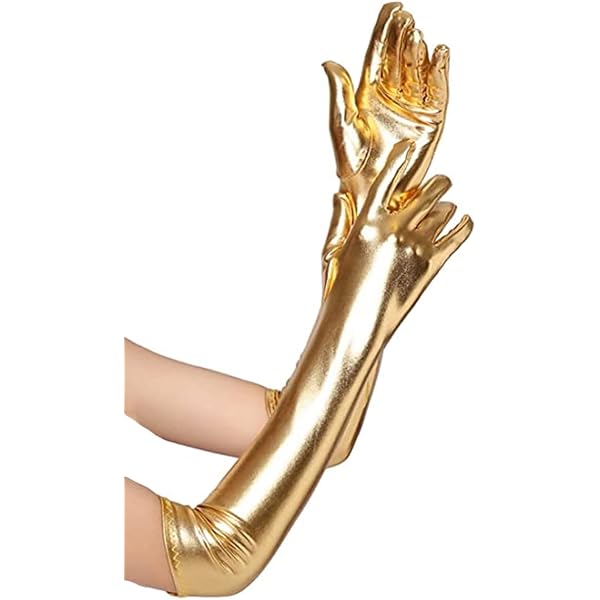 Gants Longs D’opéra Métallisés – Longueur Coude, Argentés, Pour Halloween, Cosplay Et Soirées